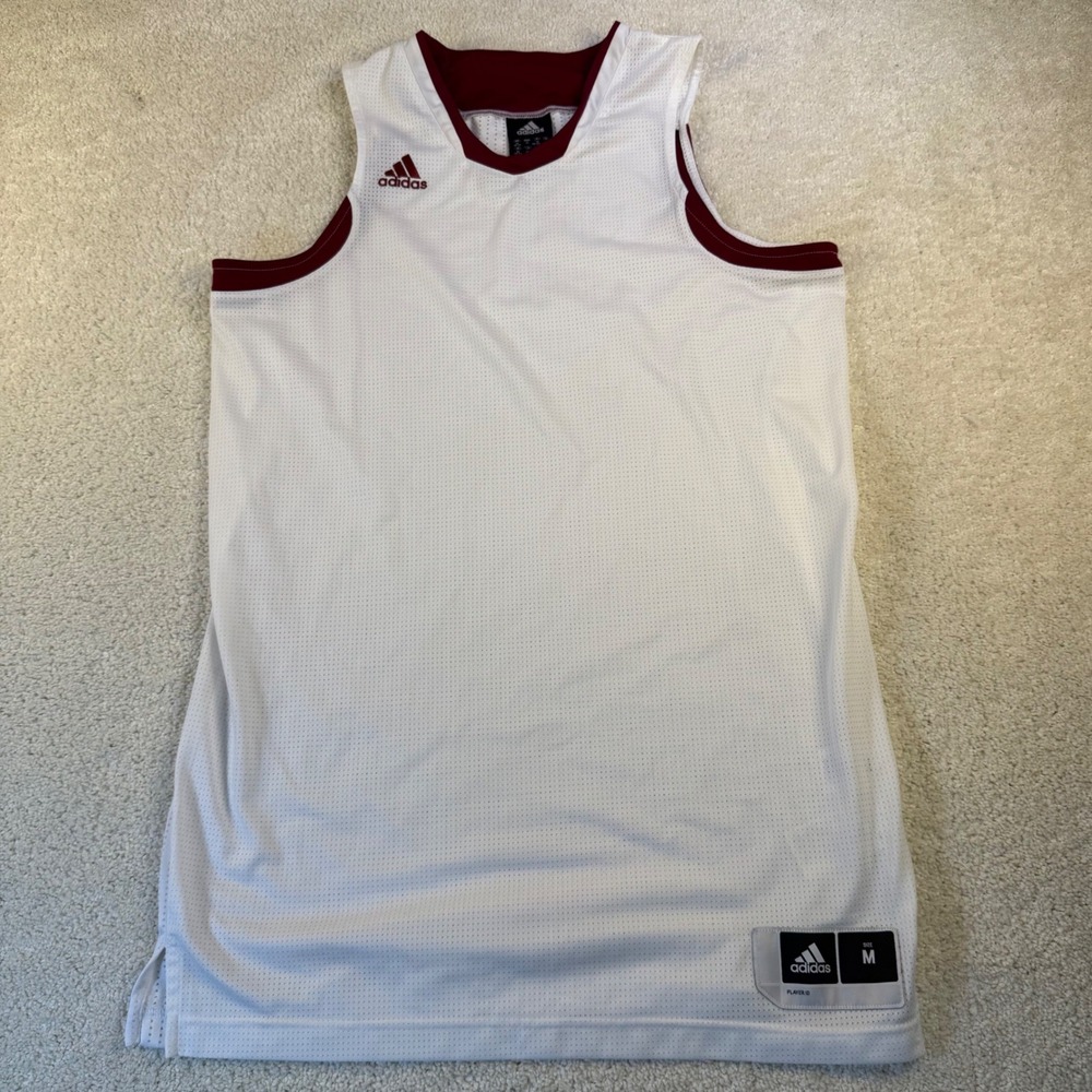Adidas Men's White Maroon Basketball Jersey Tank Top Size M